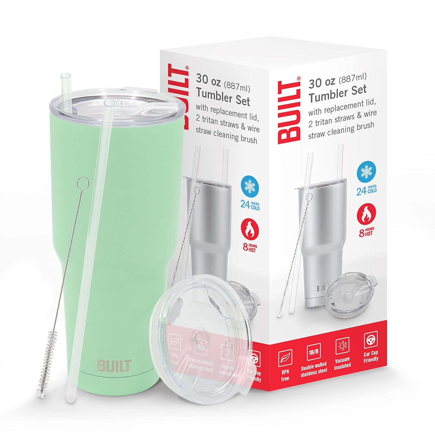 30 Ounce Mint Green Double Walled Stainless Steel Travel Tumbler