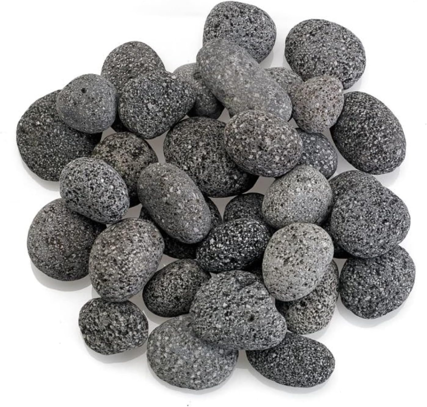 Small Gray and Black Tumbled Lava Stones for Fire Pit, 20 lbs