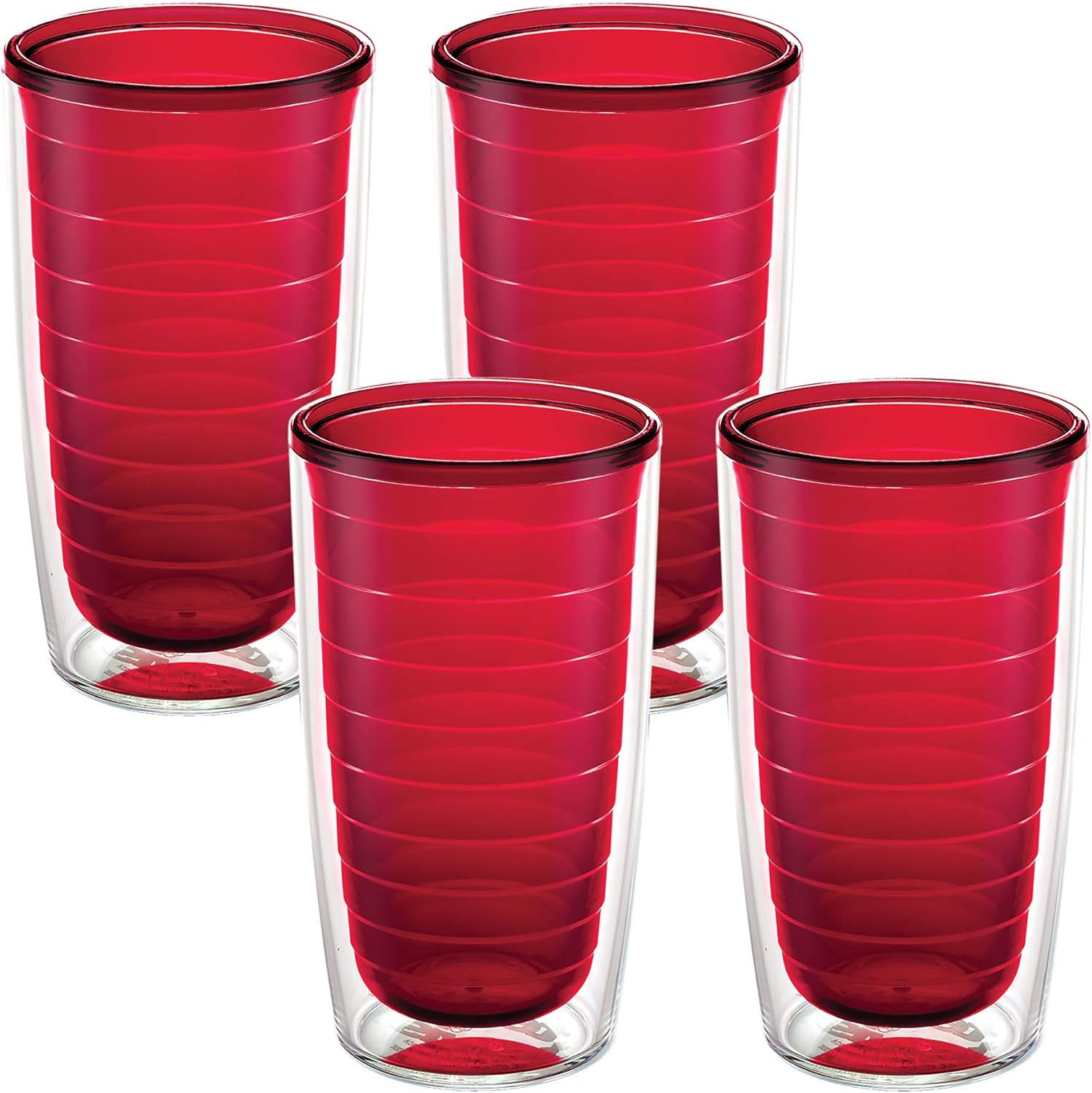 Red and Clear Double-Walled Insulated Travel Tumbler Set, 16oz