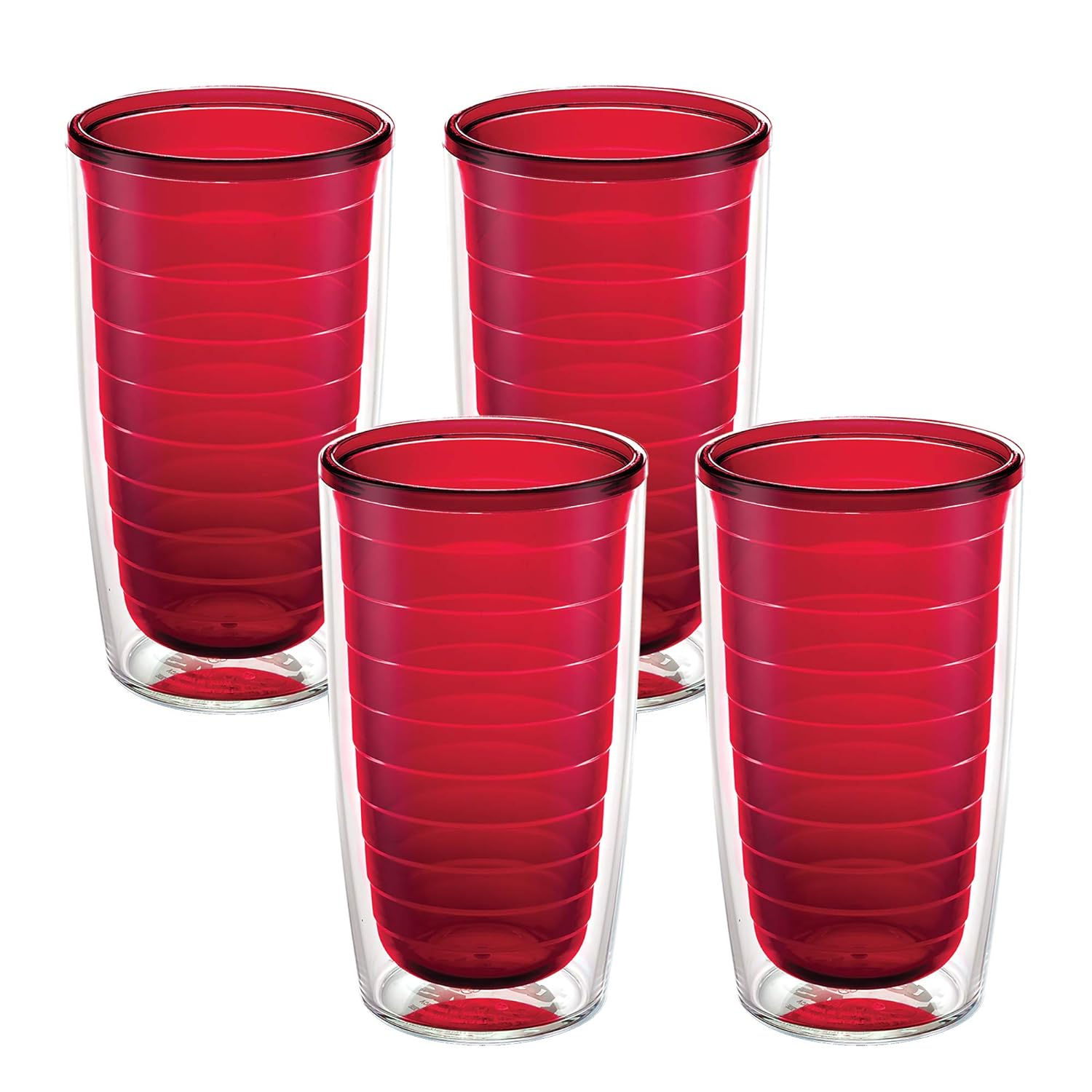 Red and Clear Double-Walled Insulated Travel Tumbler Set, 16oz