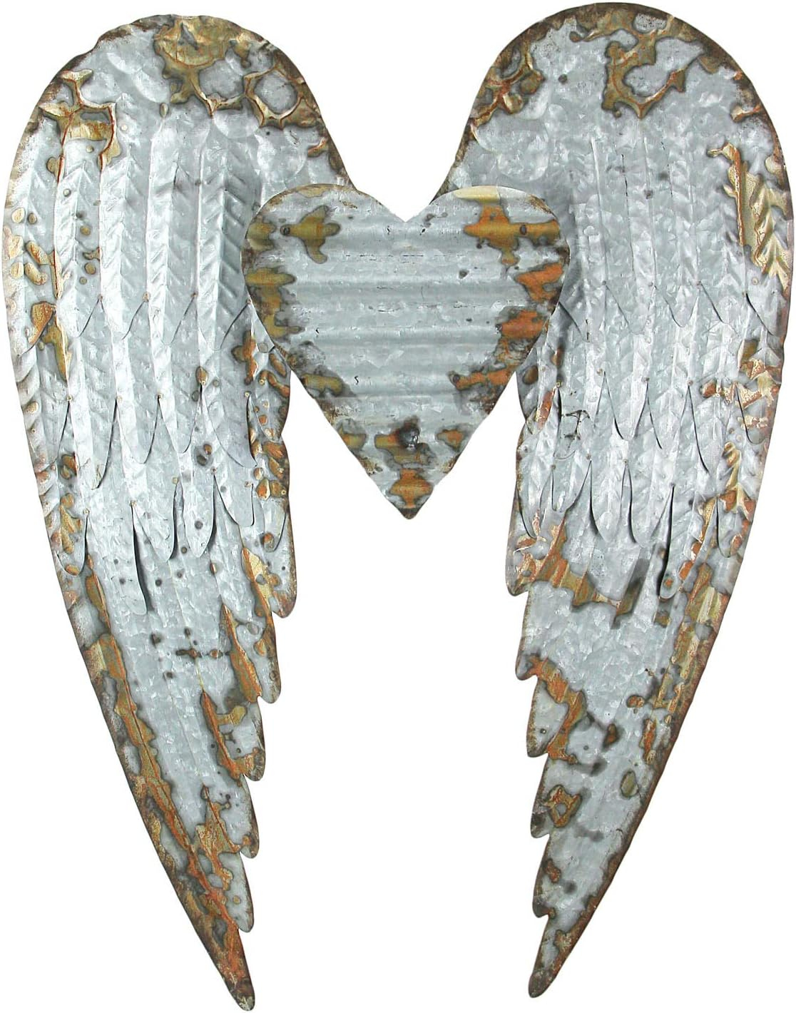Zeckos Metal Art Angel Wings Heart Decorative Wall Décor Sculpture