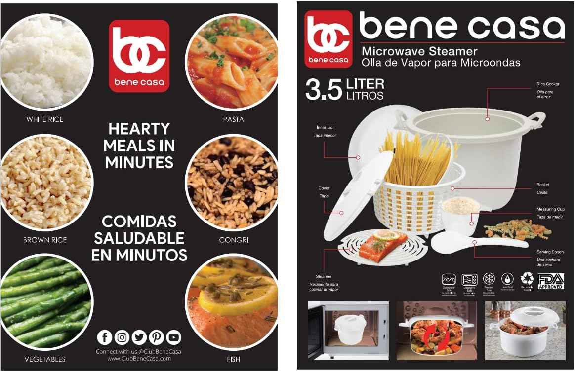 Bene Casa White Plastic Steamer 12 cups