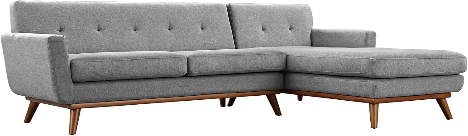 Modway Engage Right-Facing Upholstered Fabric Sectional Sofa in Expectation Gray