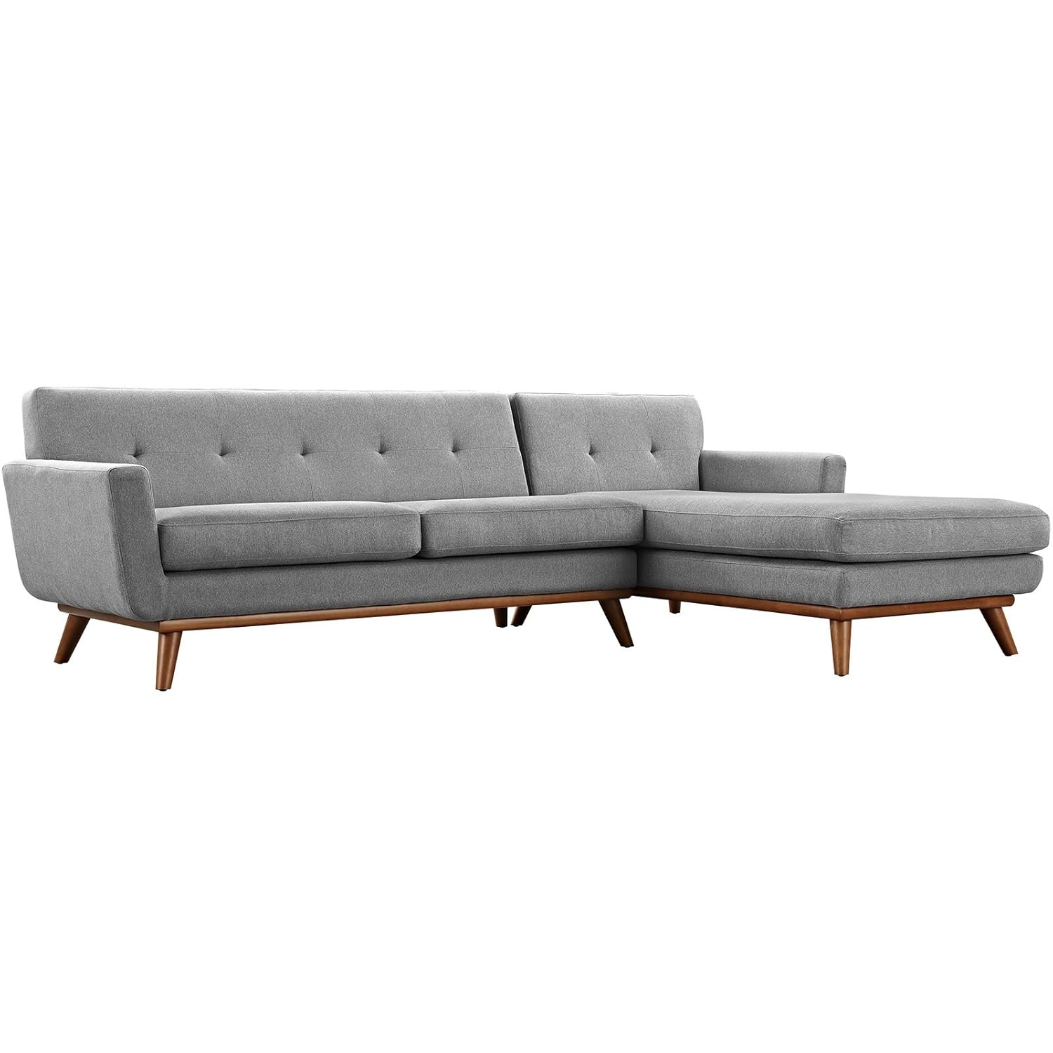 Modway Engage Right-Facing Upholstered Fabric Sectional Sofa in Expectation Gray