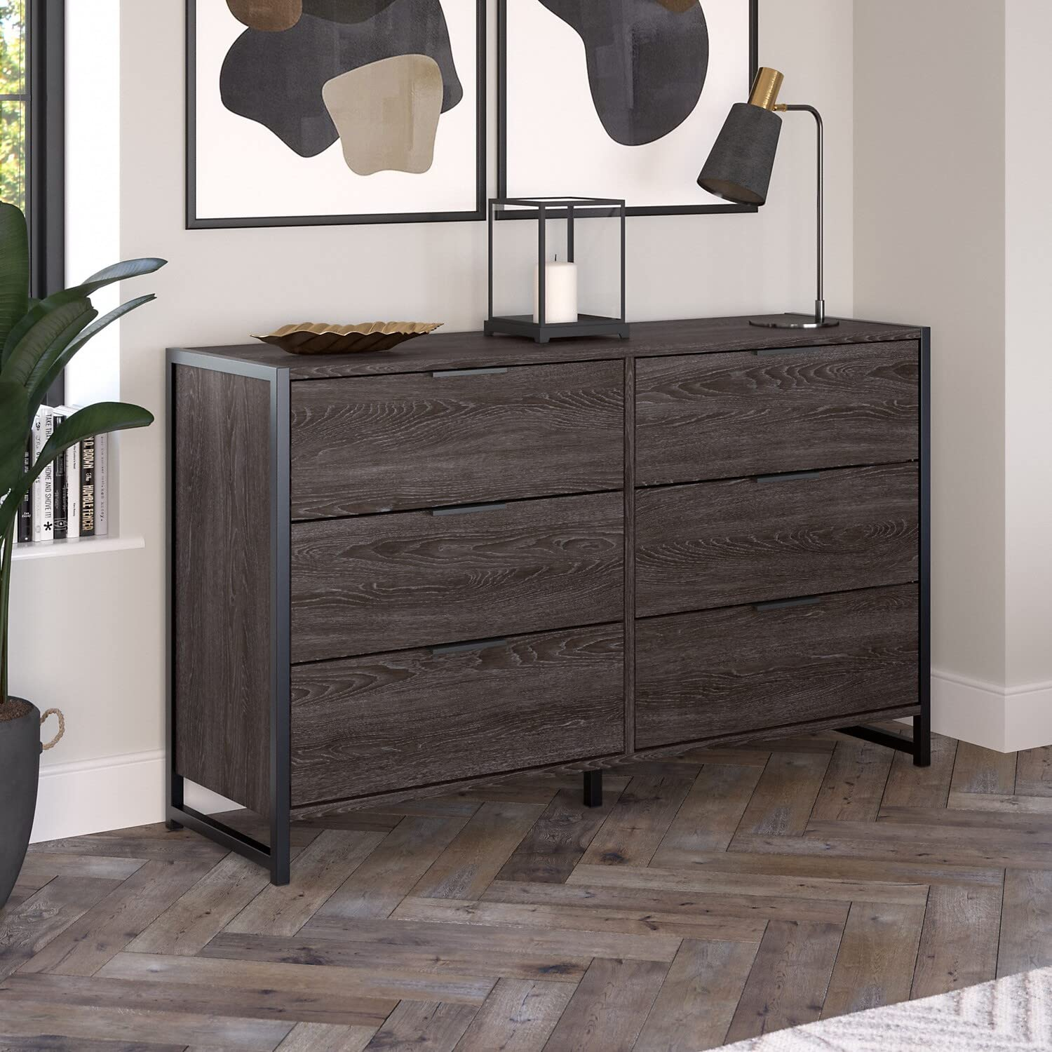Bush Furniture Atria 6 Drawer Dresser in Modern Hickory