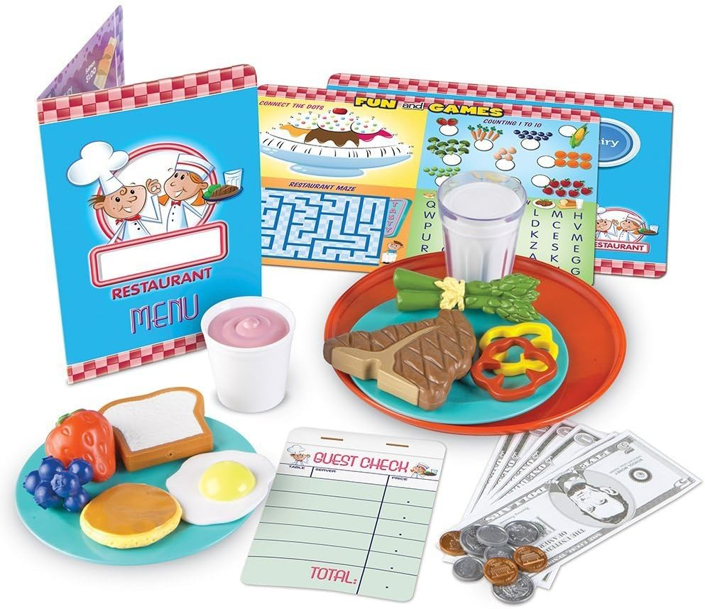 Learning Resources Serve It Up Play Restaurant - 36 Pieces, Boys and Girls Ages 3+, Food Play Set, Pretend Play For Toddlers