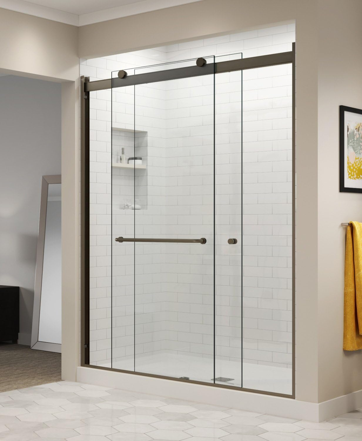 Rotolo 44" W X 76" H Bypass Semi-Frameless Shower Door