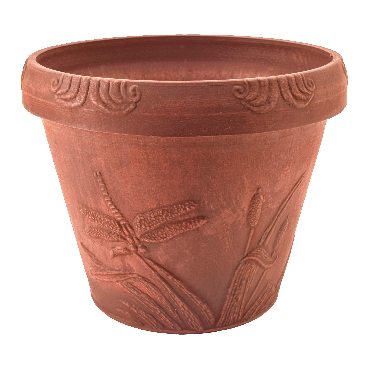 PSW Pot Collection Dragonfly Planter Pot for Indoor and Outdoor Plants and Gardens, 12.5' by 10, Terra Cotta Color