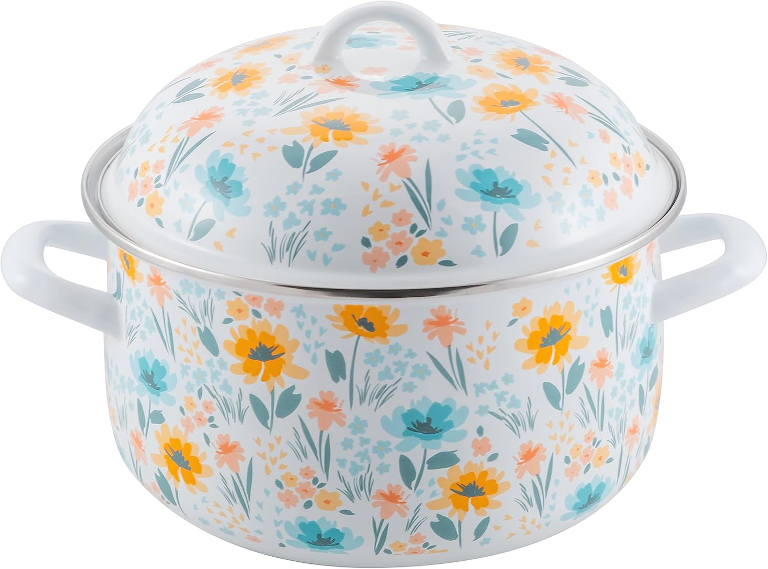 Prep•N•Cook by McSunley 6Qt Floral Porcelain Enamel Dutch Oven