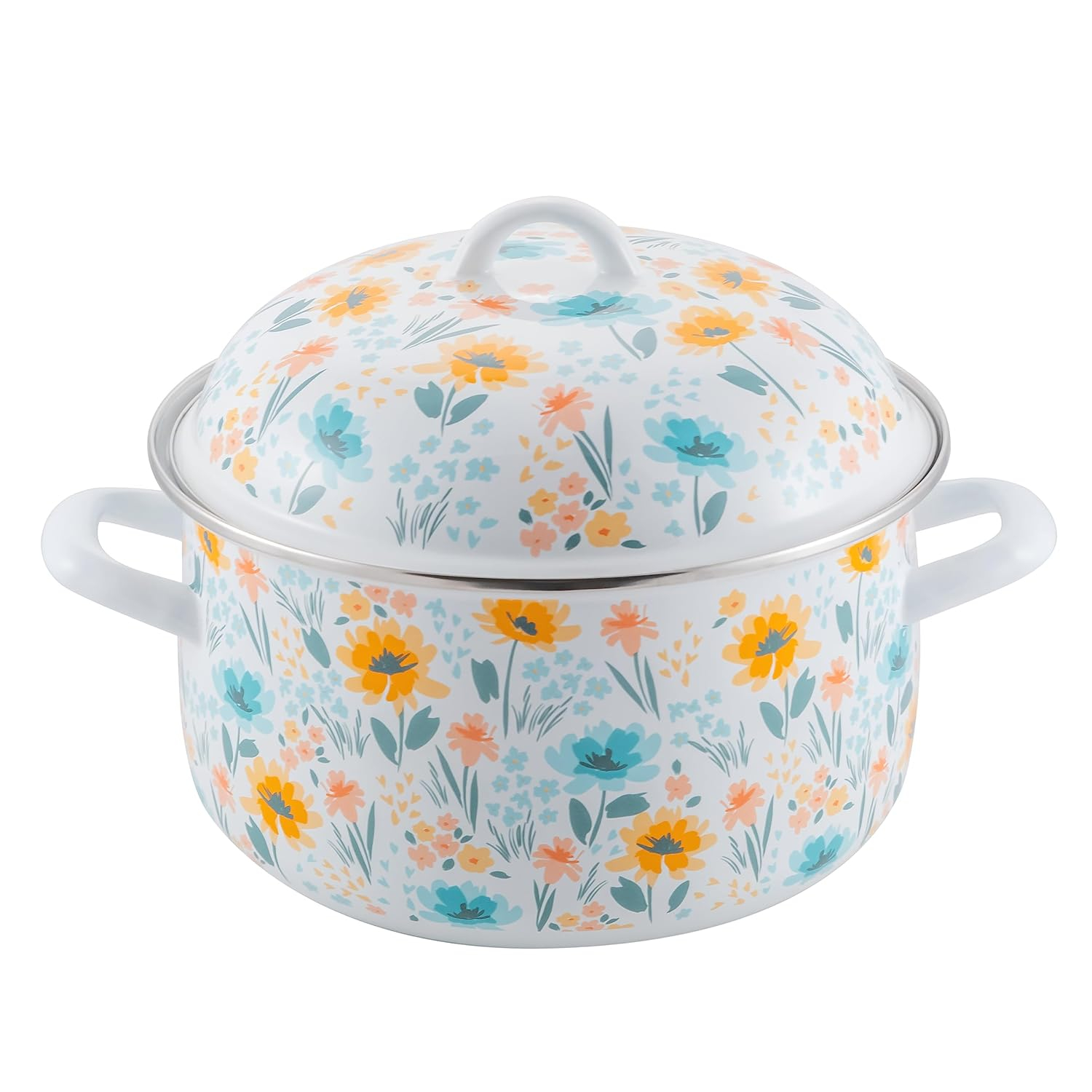 Prep•N•Cook by McSunley 6Qt Floral Porcelain Enamel Dutch Oven
