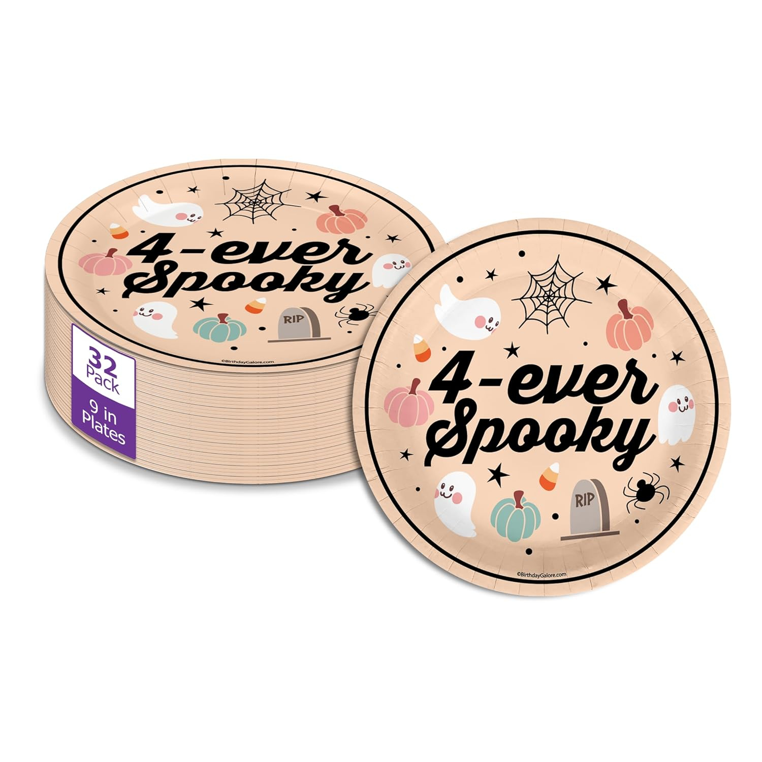 Four Ever Spooky Halloween 9" Round Paper Plates - 32 Piece Set