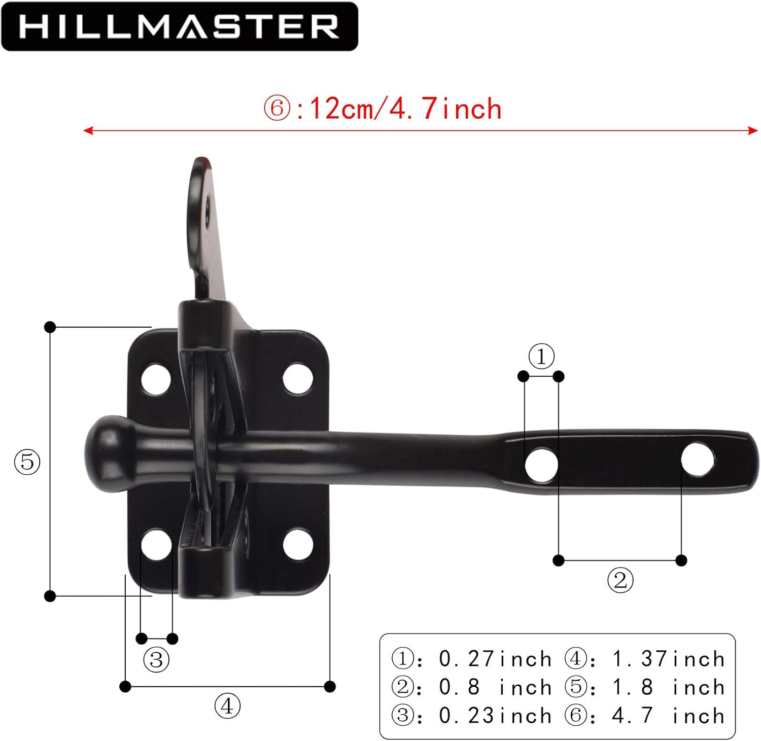 Heavy Duty Gate Latch Door Handle Hardware Kit for Wooden Fence, Self-Closing Gate Latch with Pull String, Decorative Metal Gate Pull Handle, 2 Pack 6in T-Strap Gate Hinges, Black Finish