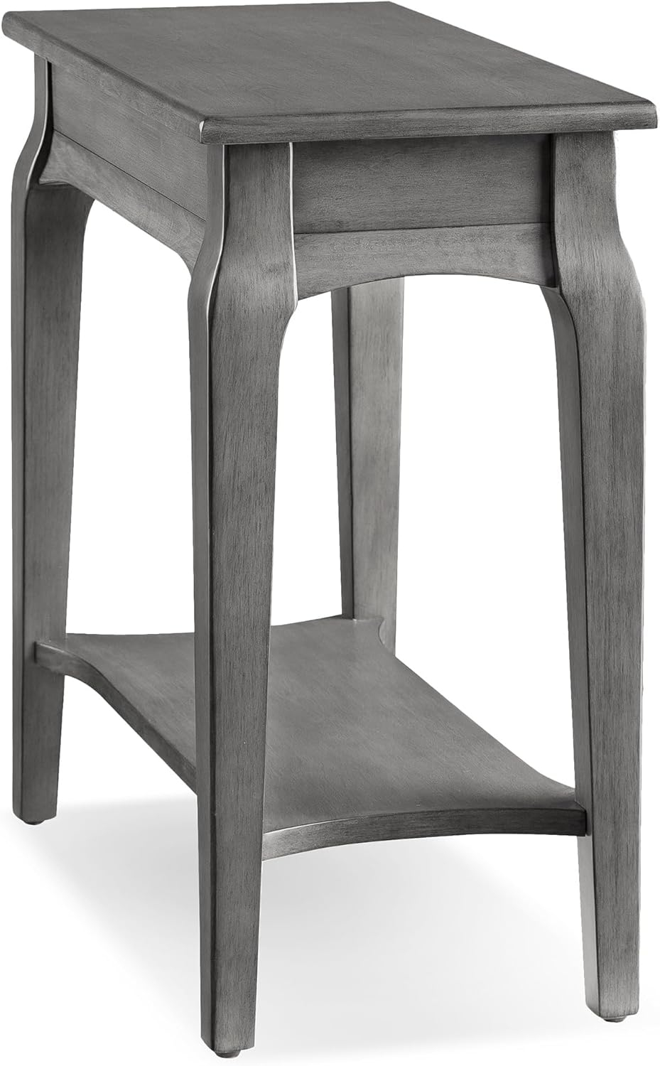 Leick Home Solid Wood Stratus 12 in. Narrow Side End Table with Shelf, Smoke Gray