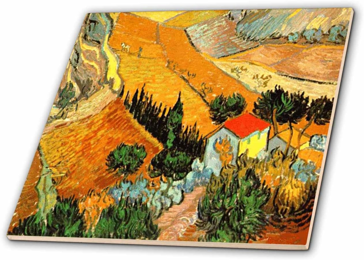 3dRose Van Gogh Landscape - Ceramic Tile, 12-inch