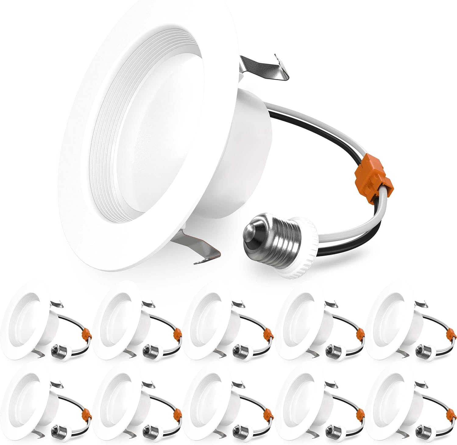 White 4" Dimmable LED Baffle Recessed Light, 10-Pack