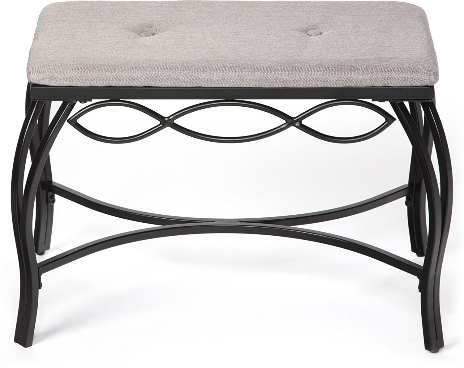 Mango Steam Vanity Seat for Makeup Room, Dressing Stool, Entryway Bench - Gray Shoe Bench