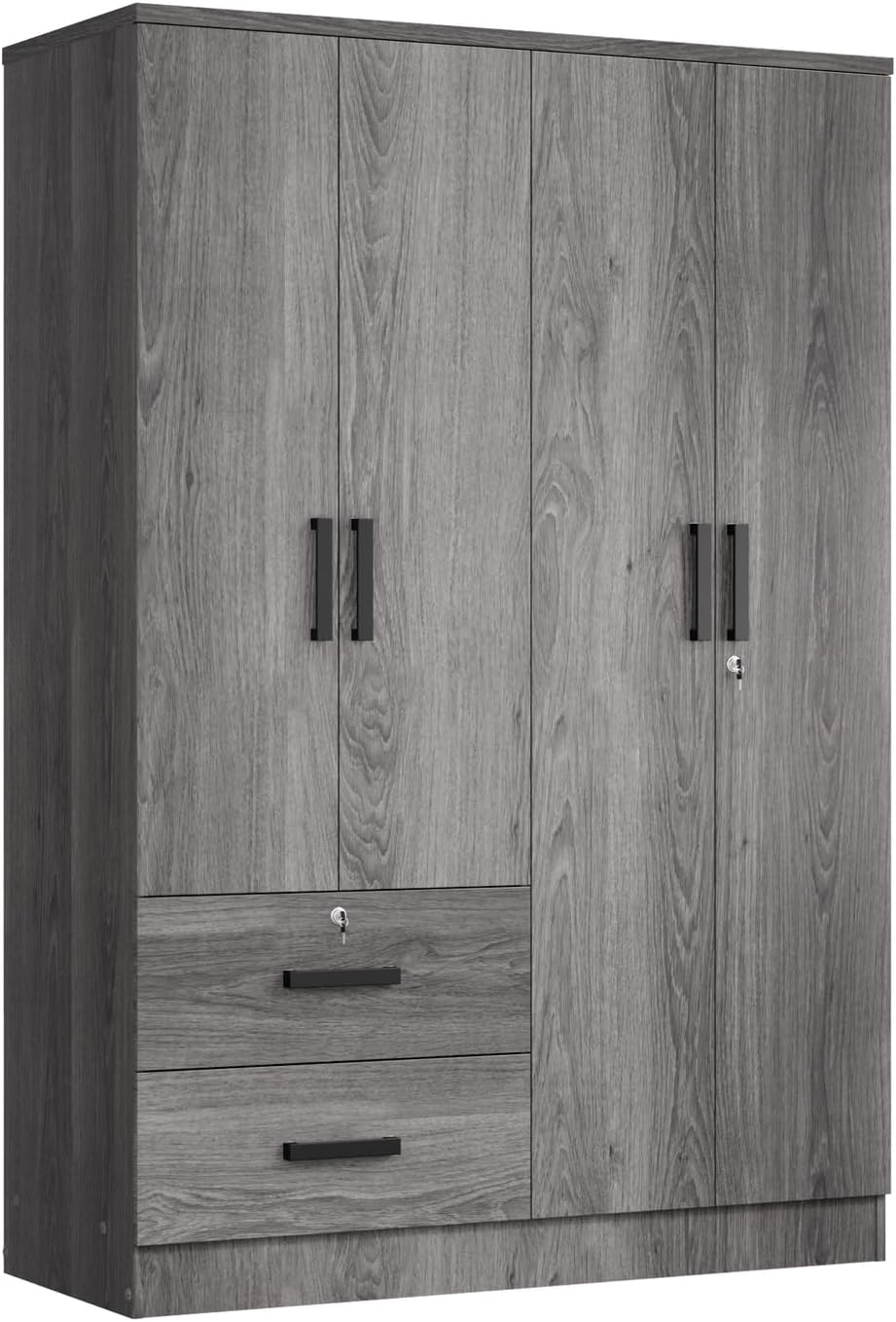 Woodpeckers Furniture and Mattress 4 Doors Wardrobe 2 Drawers with Shelves 72" high