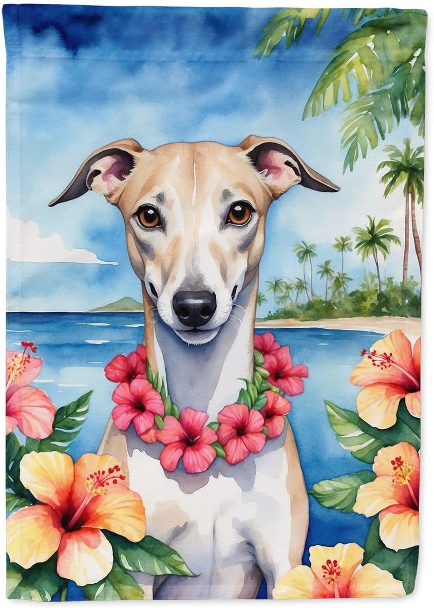 Whippet Luau Garden Flag 11.25 in x 15.5 in
