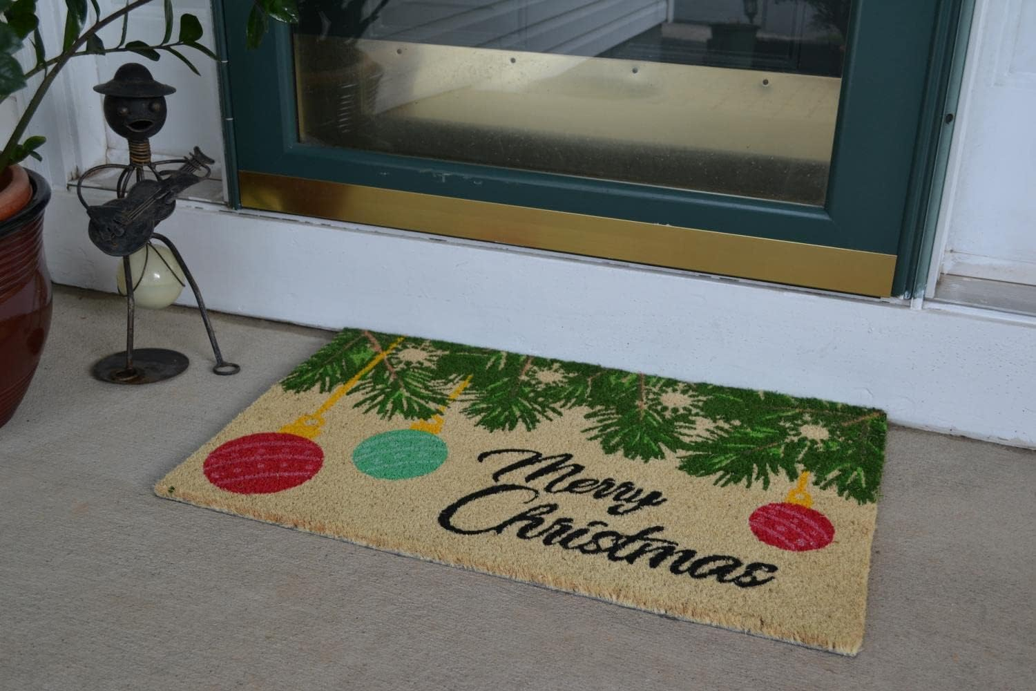 PVC Backed Merry Christmas, 30"x18"x0.5", Natural Coconut Husk Coir Door Mat
