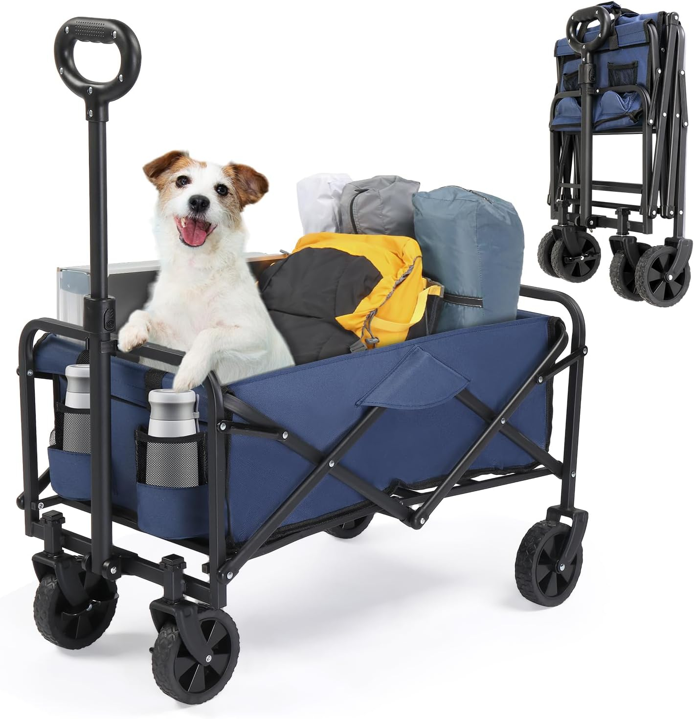 Collapsible Wagon with Big Wheels for Sand, Grocery, Garden, Park, Picnic, Camping, Beach Trip