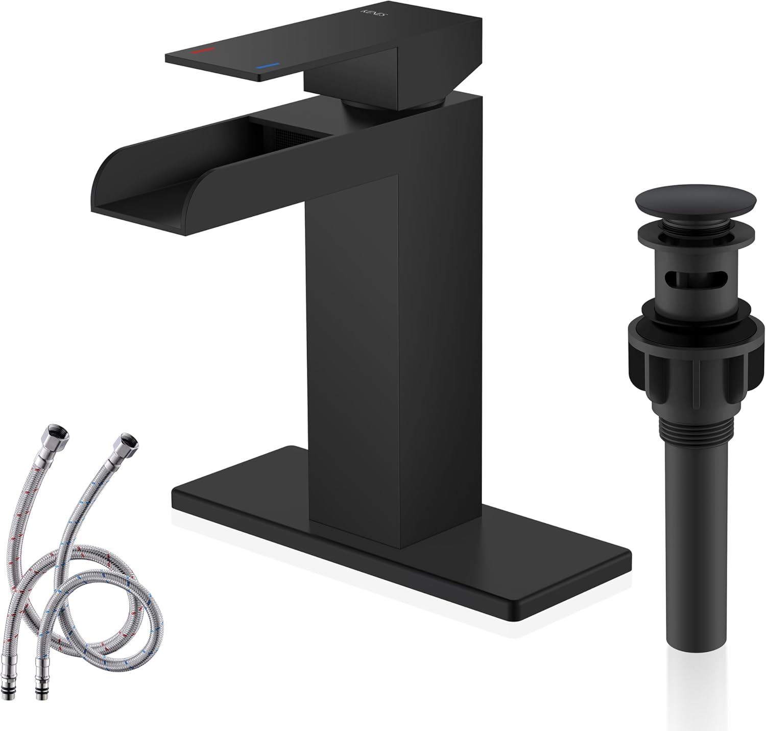 Matte Black Stainless Steel Tall Waterfall Bathroom Faucet