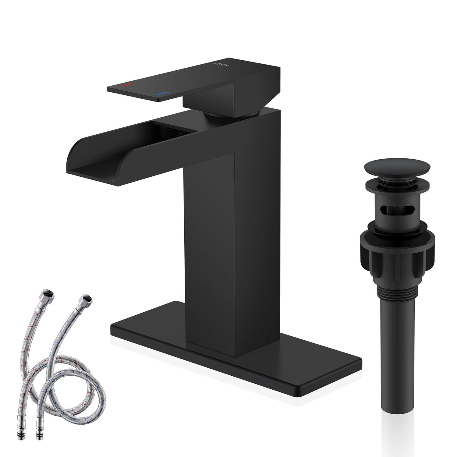 Matte Black Stainless Steel Tall Waterfall Bathroom Faucet