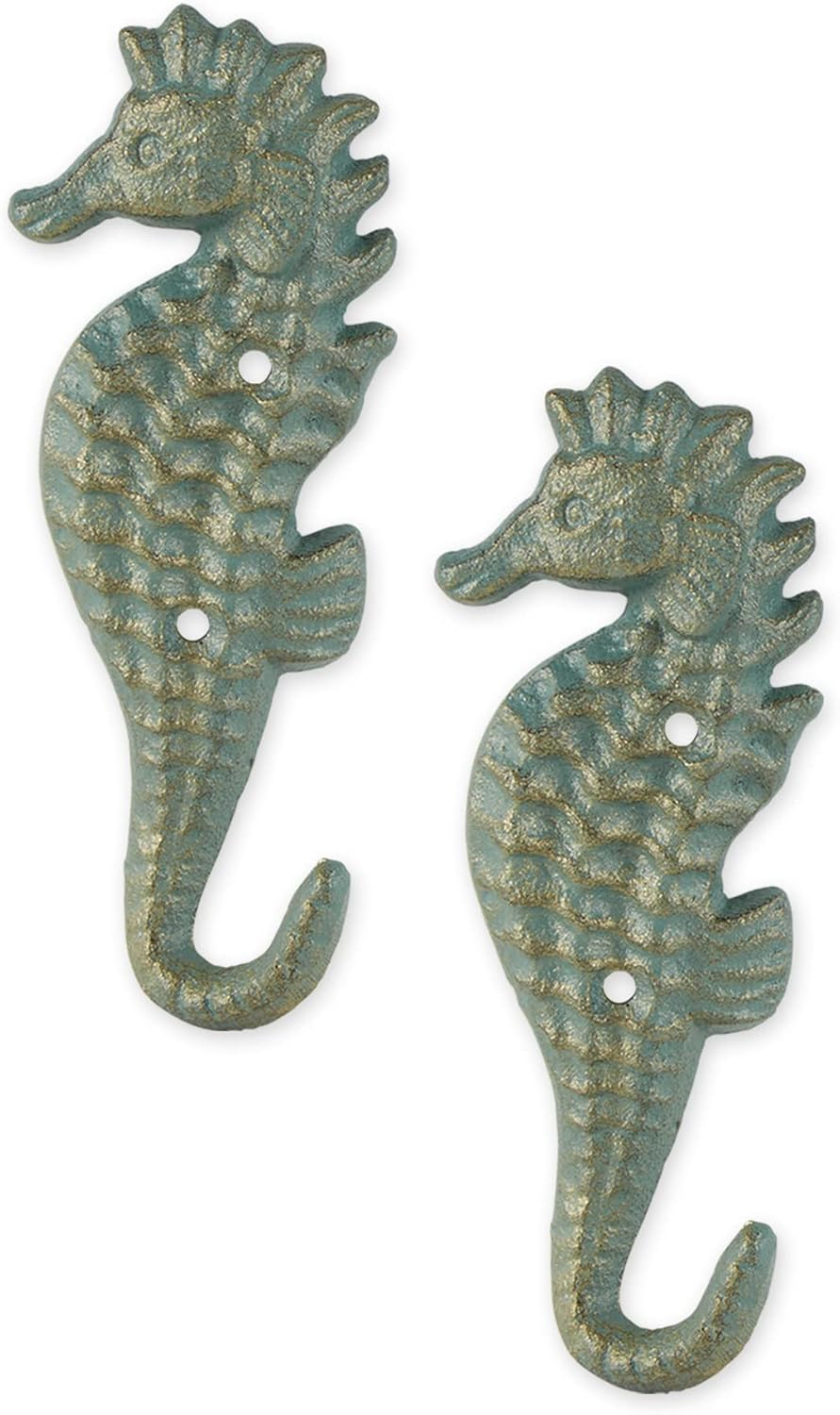 Accent Plus Home Decorative Cast Iron Seahorse Wall Hooks - Set of 2