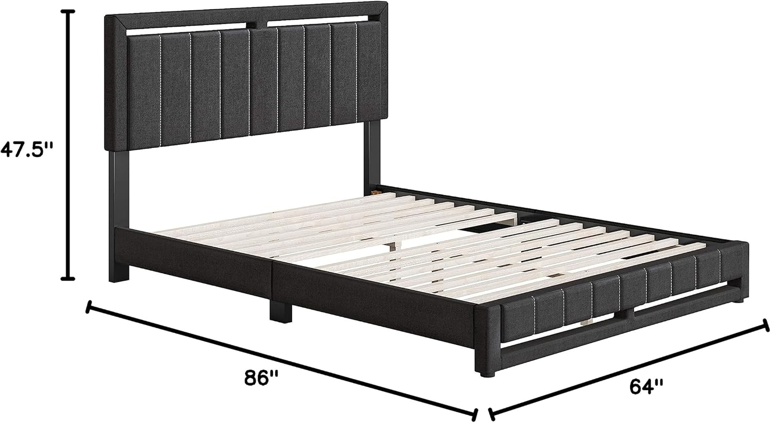 Boyd Sleep Senata Upholstered Linen Platform Bed Black Queen