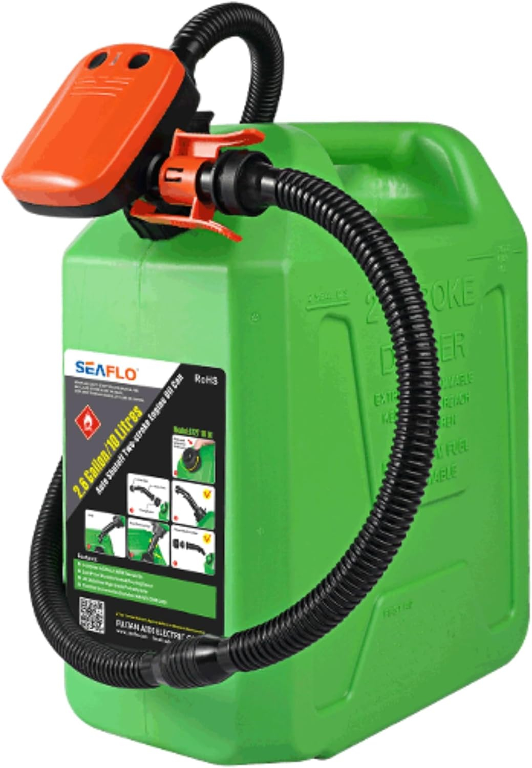 SEAFLO Fuel Pump Transfer Pump (Flow Rate 2.3 GPM - 3.1 GPM) with Hose Suction Pipe Length (18”/ 465mm) and Flexible Discharge Hose Length: 41”/ 1050mm
