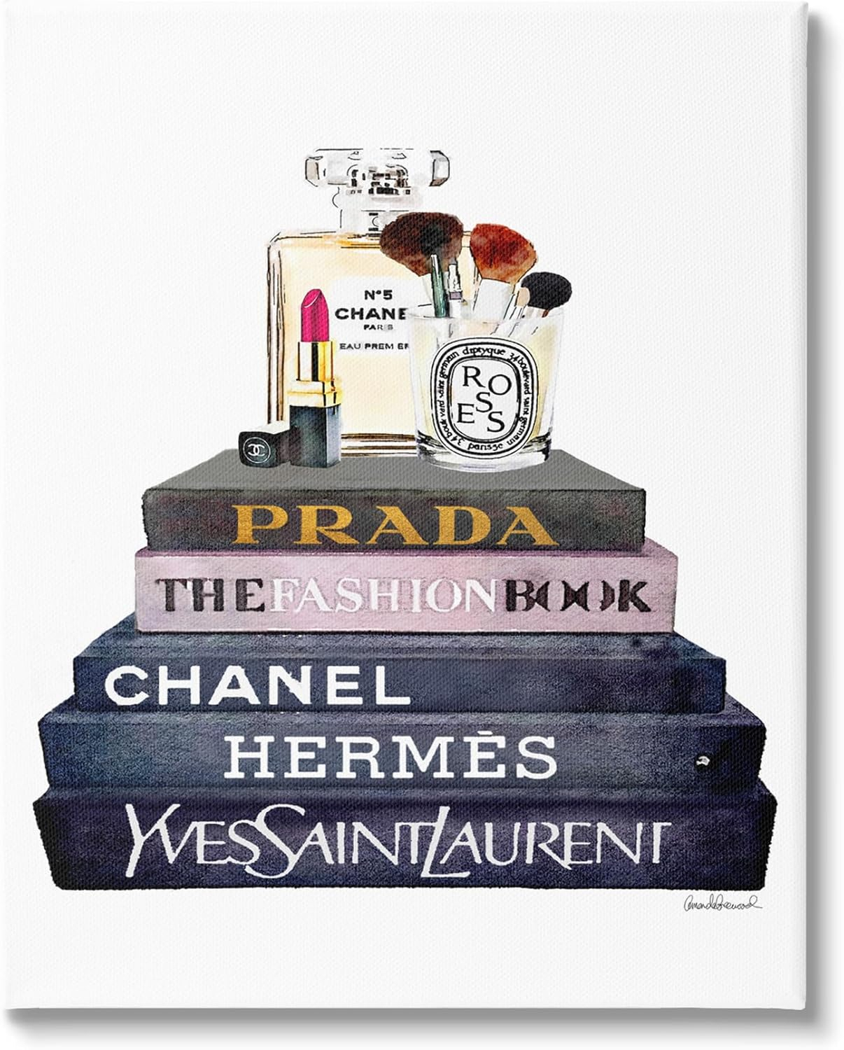 Stupell Industries Glam Fashion Book Set With Makeup Canvas Wall Art