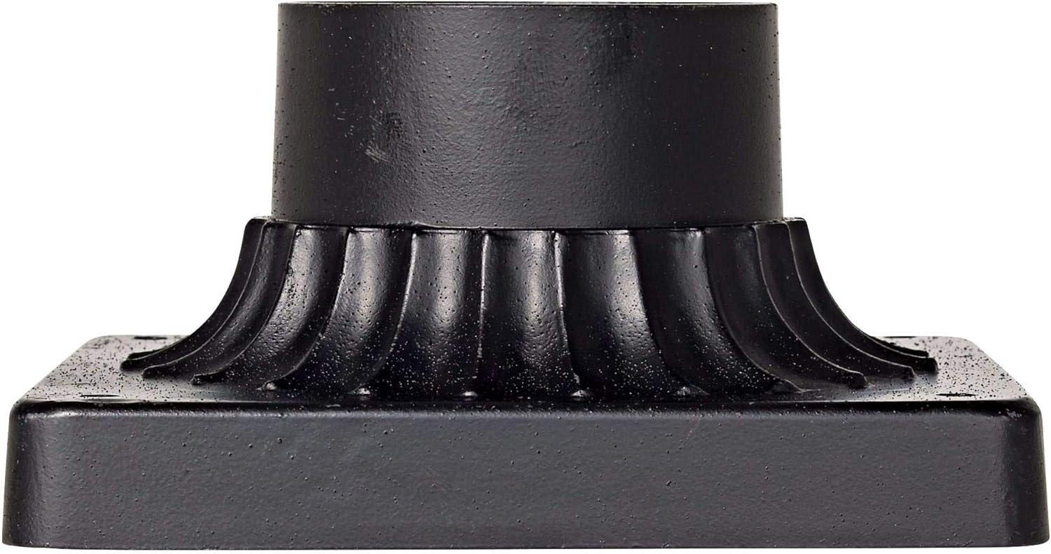 John Timberland Rustic Industrial Outdoor Post Light Mount Adapter Texturized Black Aluminum Fluted Base 5 3/4" for Exterior Barn Deck House Pantio