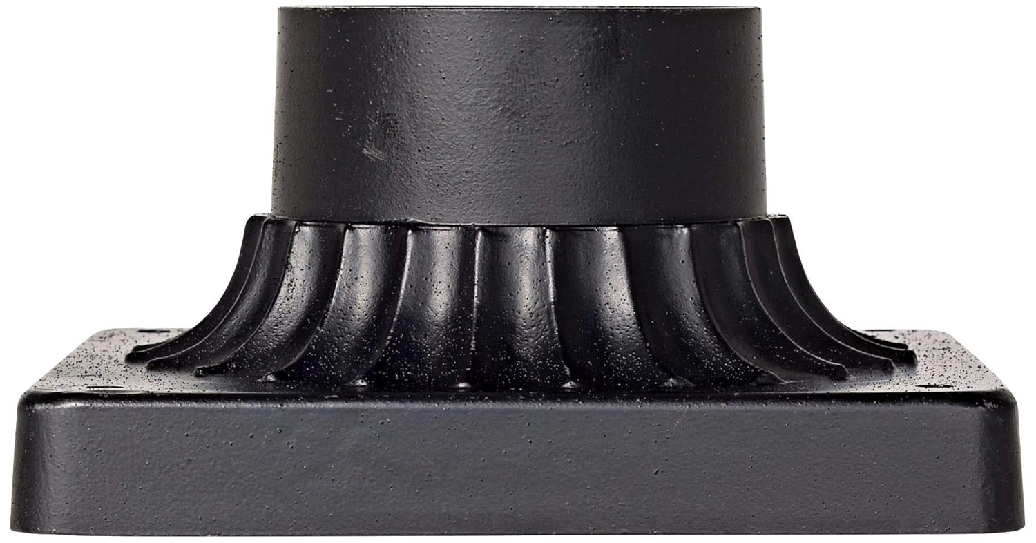 John Timberland Rustic Industrial Outdoor Post Light Mount Adapter Texturized Black Aluminum Fluted Base 5 3/4" for Exterior Barn Deck House Pantio
