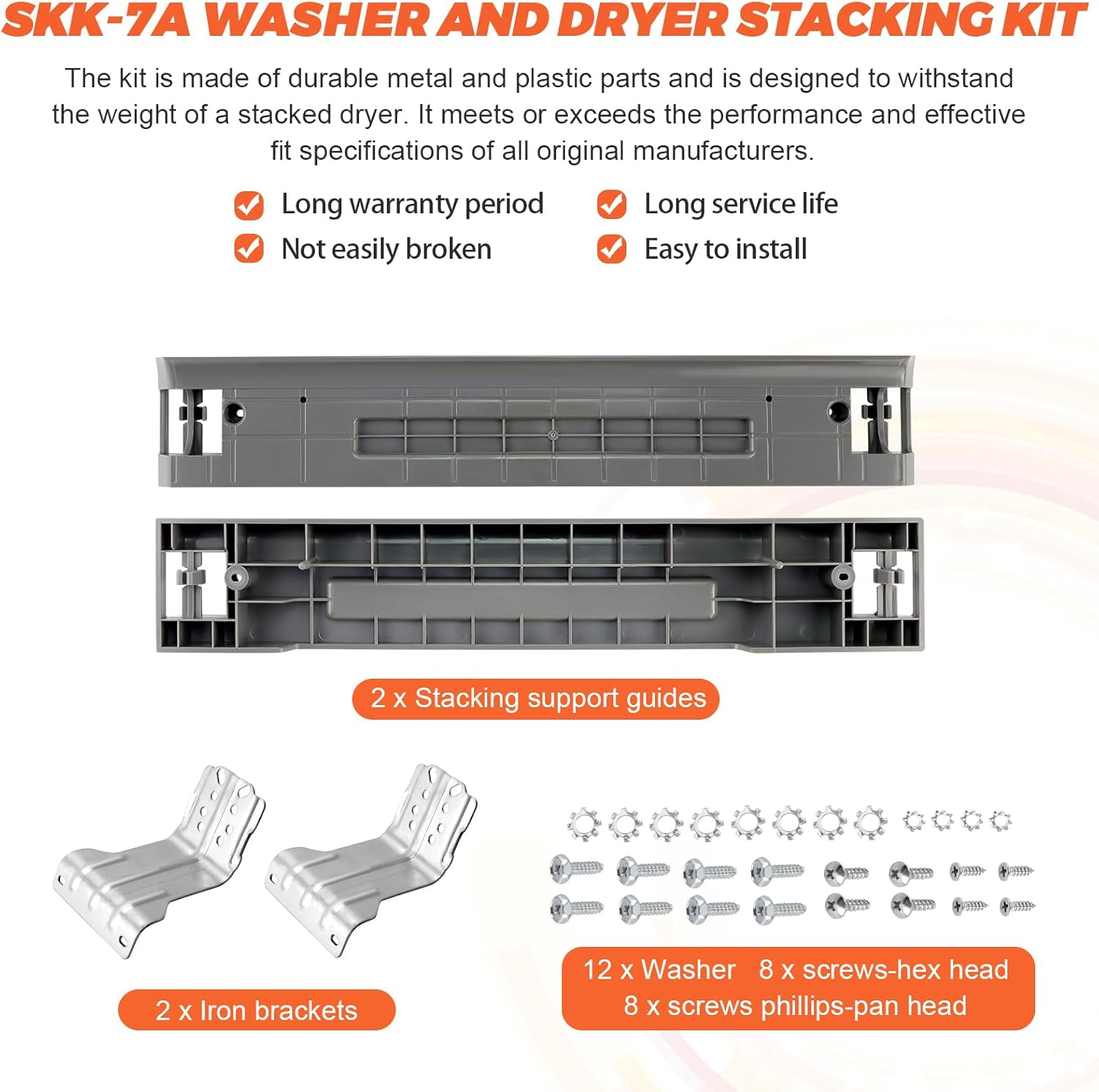 (2025 UPGRADED) SKK-7A SKK8K Dryer Stacking Kit by Beaquicy - Replacement for Samsung 27-Inch Front-Load Washers and Dryers - Samsung laundry stacking kit Replaces SKK-7A, SK-5A, SK-5AXAA, SKK-8K