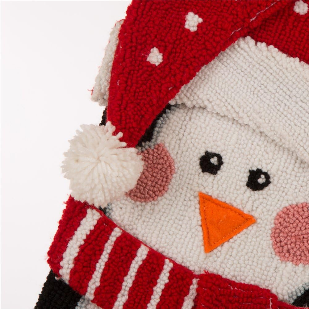 Glitzhome 19" L 3D Penguin Christmas Stocking Oversize Handmade Hooked Xmas Fireplace Hanging Stockings Decoration Stockings Decorations for Family Holiday Season Party Decor