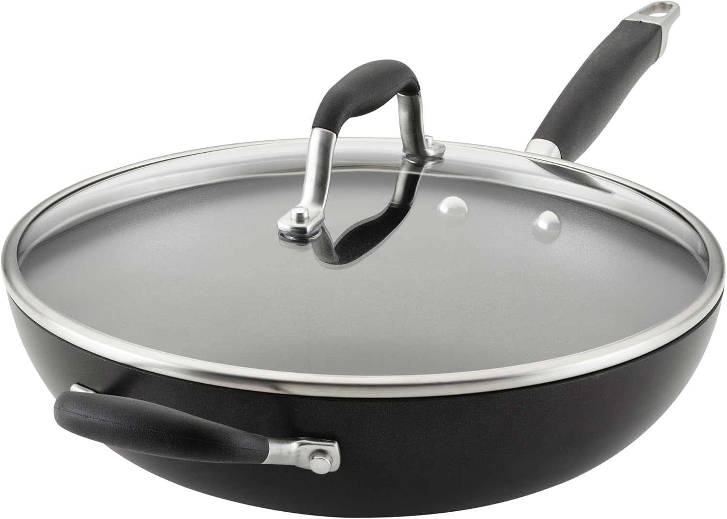 Anolon Advanced Home 12" Hard-Anodized Nonstick Deep Frying Pan with Lid, Onyx