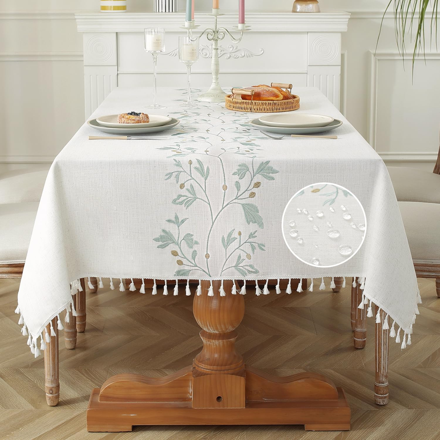 High Quality Washable Wrinkle Free Tablecloth with Tassel For Dinning Table