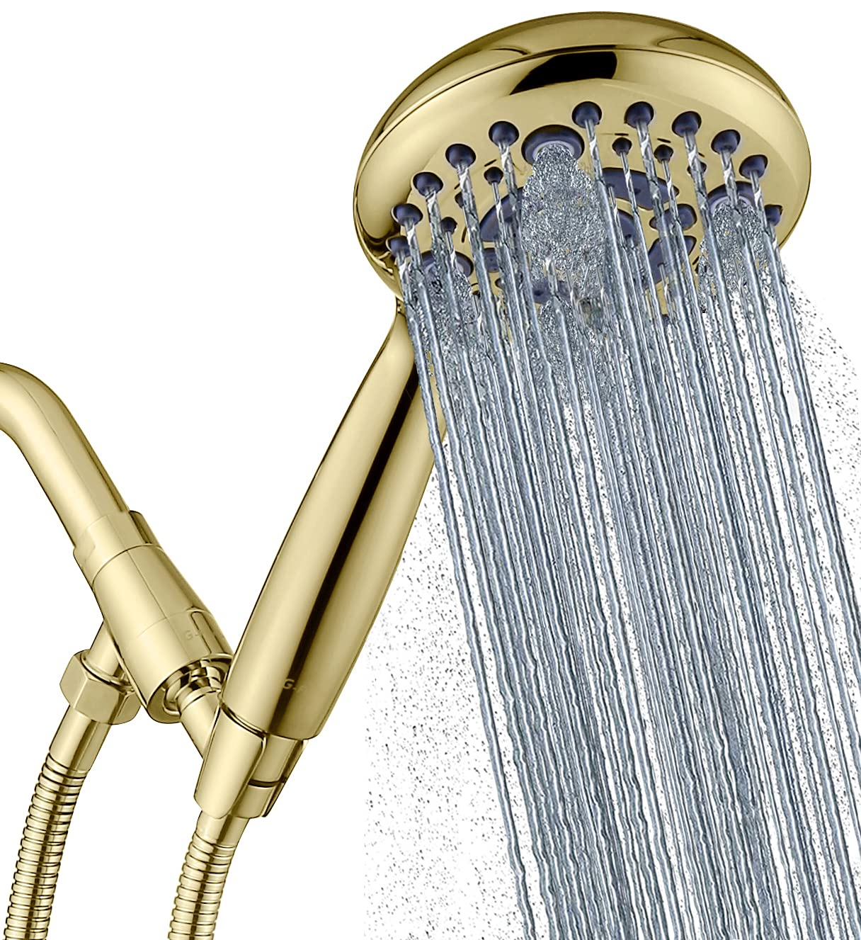 G-Promise Handheld Shower Head High Pressure 6 Spray Settings, Detachable Hand Held Showerhead 4.9 Inch Face with Extra Long Flexible Hose and Metal Adjustable Bracket