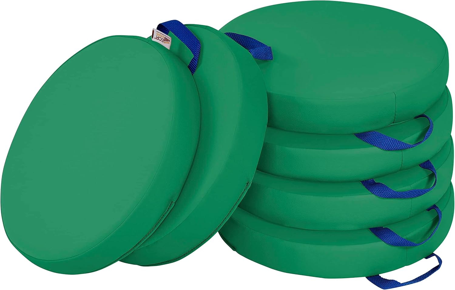 ECR4Kids SoftZone Floor Cushions, Round, Flexible Seating, Green, 6-Piece