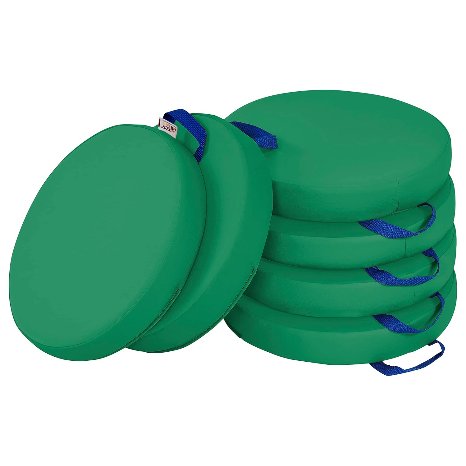 ECR4Kids SoftZone Floor Cushions, Round, Flexible Seating, Green, 6-Piece