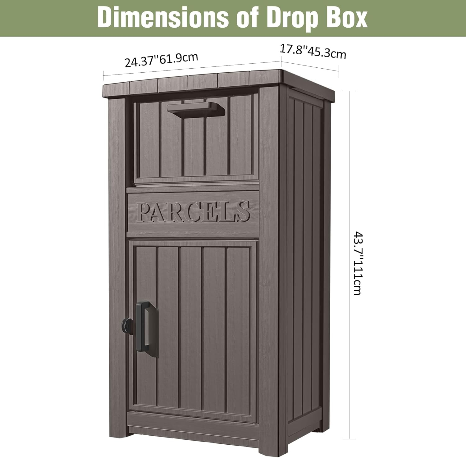 Package Delivery Box for Outside, Extra Large Parcel Drop Box with Lockable Secure, Waterproof and Anti-Theft Package Delivery Box for Porch Curbside