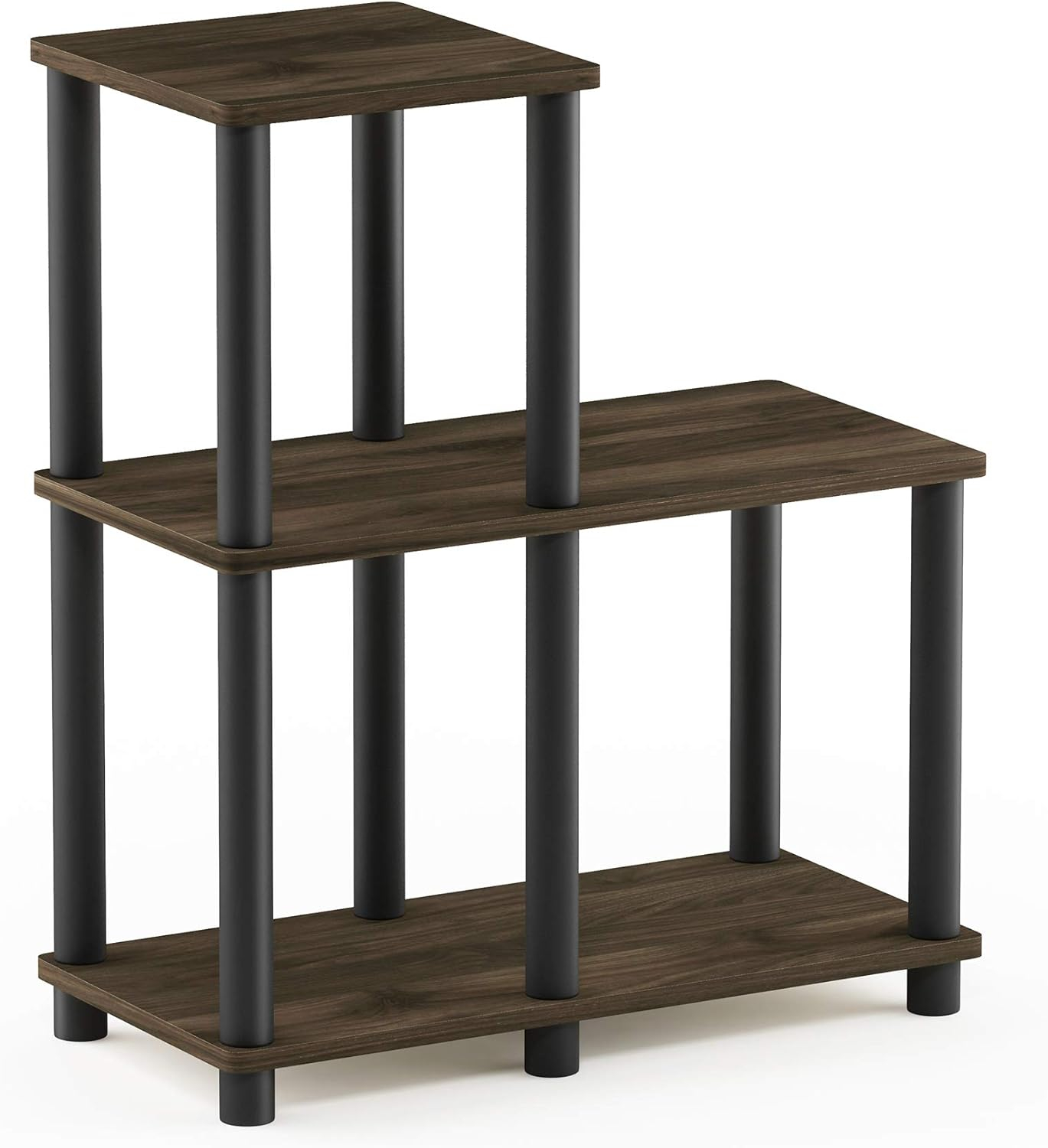 Furinno 18.9"W x 9.4"D x 19.5"H 3-Shelf Decorative Shelves, Columbia Walnut and Black