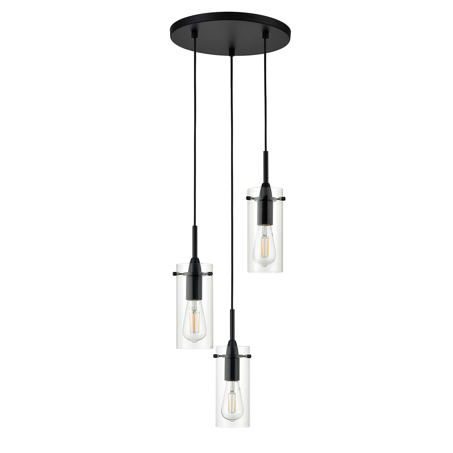 Linea di Liara Effimero 3-Light Cluster Pendant Lights Stairwell Lighting Small Chandelier Black Modern Chandelier Light Fixture Foyer Chandeliers Entryway High Ceiling Staircase Lights