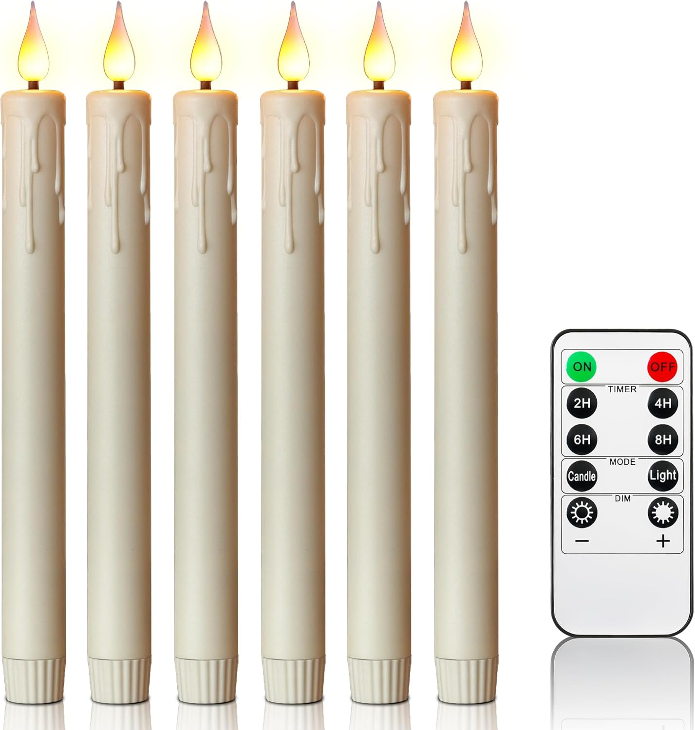 6PCS LED Taper Candle Light, Flashing Electric Fake Candle with Remote Control, Battery Powered Candle Light
