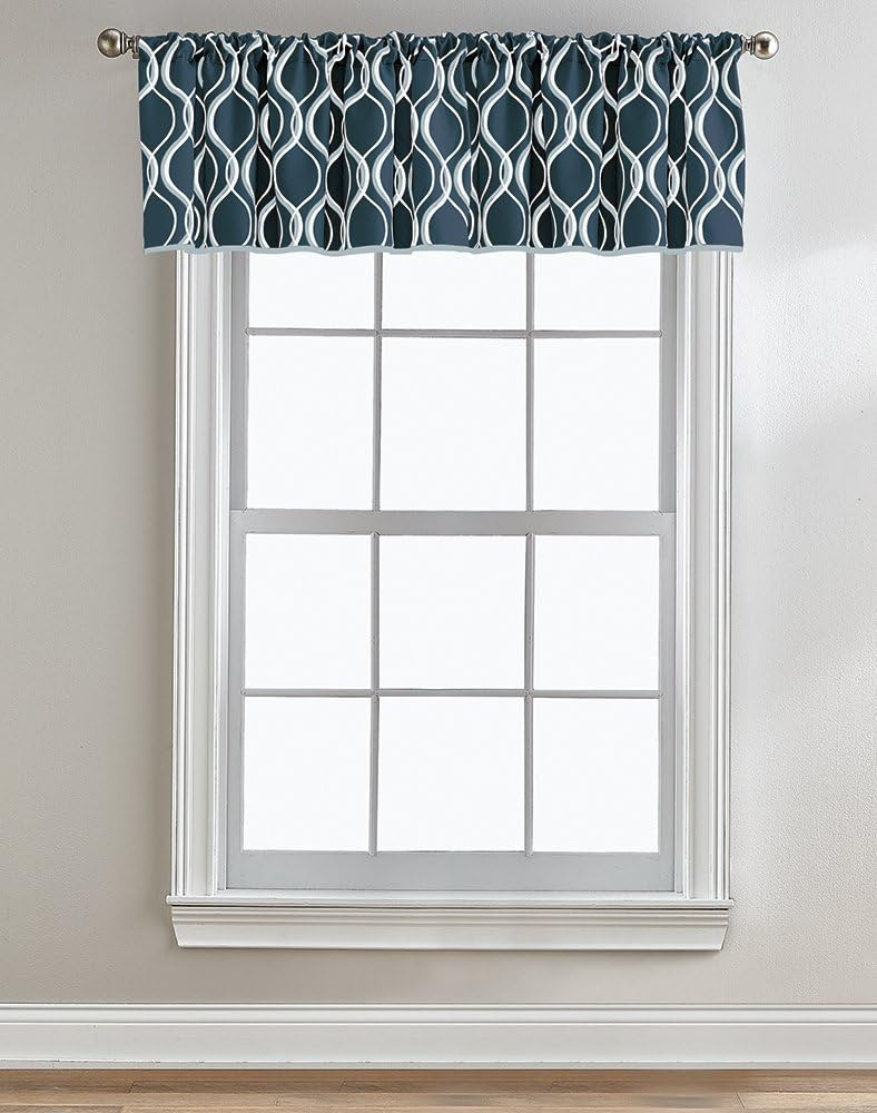 CHF Morocco Poletop Valance Geometric, 50"x36", Navy, Polyester. Adult