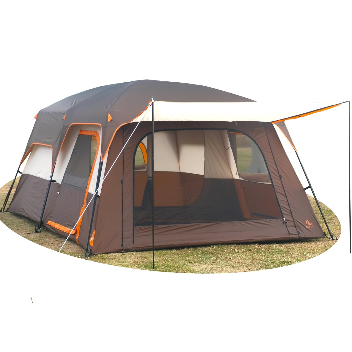 Large Gray and Orange Waterproof 6-Person Cabin Tent