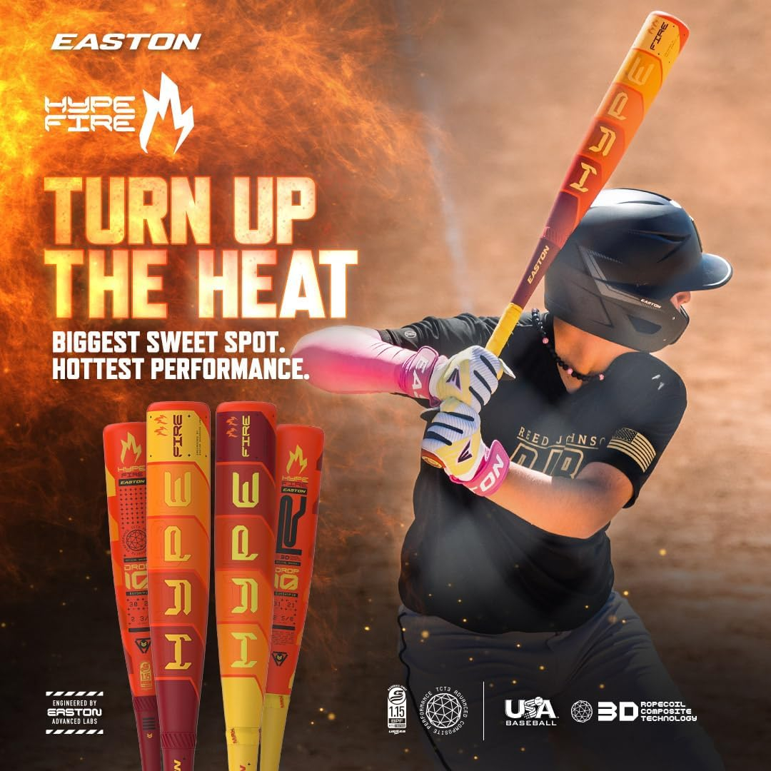Easton Hype Fire Red and Yellow Composite Baseball Bat
