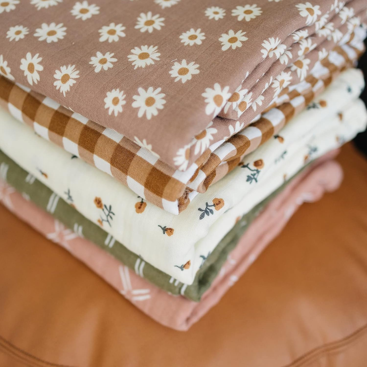 Brown and White Gingham Cotton Muslin Toddler Quilt