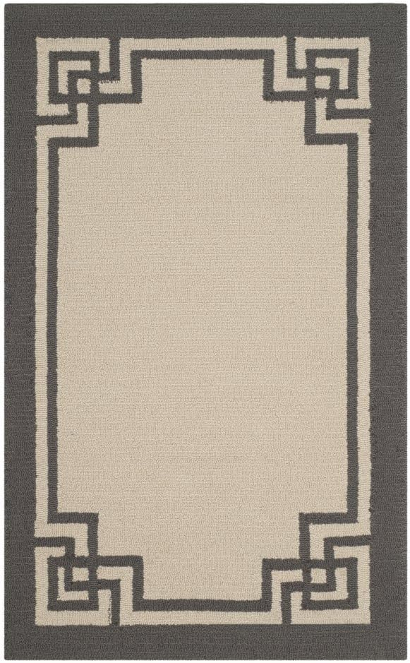 SAFAVIEH Four Seasons Yasim Bordered Area Rug, Ivory/Charcoal, 5' x 8'