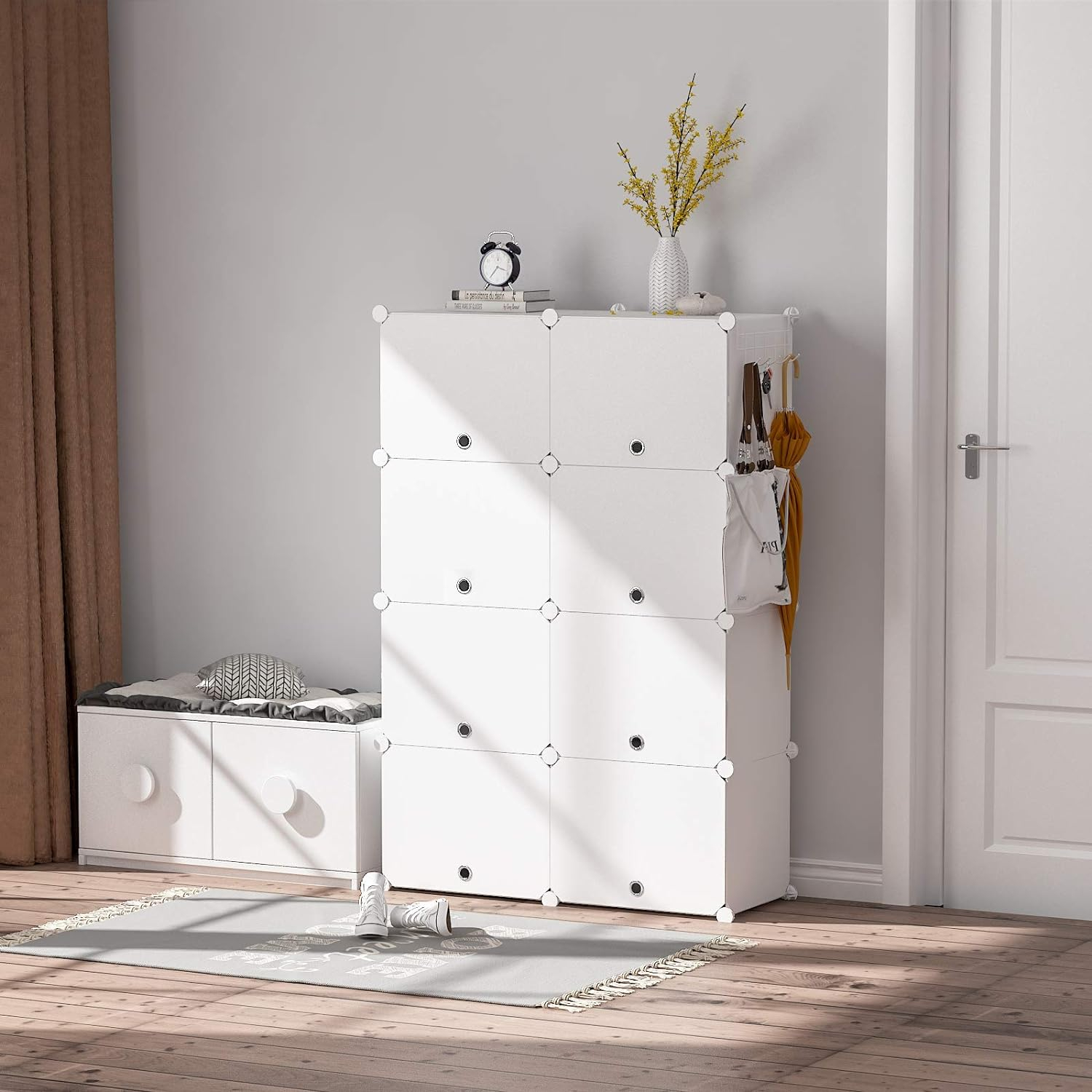 Portable Shoe Rack Organizer 24 Pairs Tower Shelf Storage Cabinet Stand Expandable for Heels, Boots, Slippers, 6 Tier White