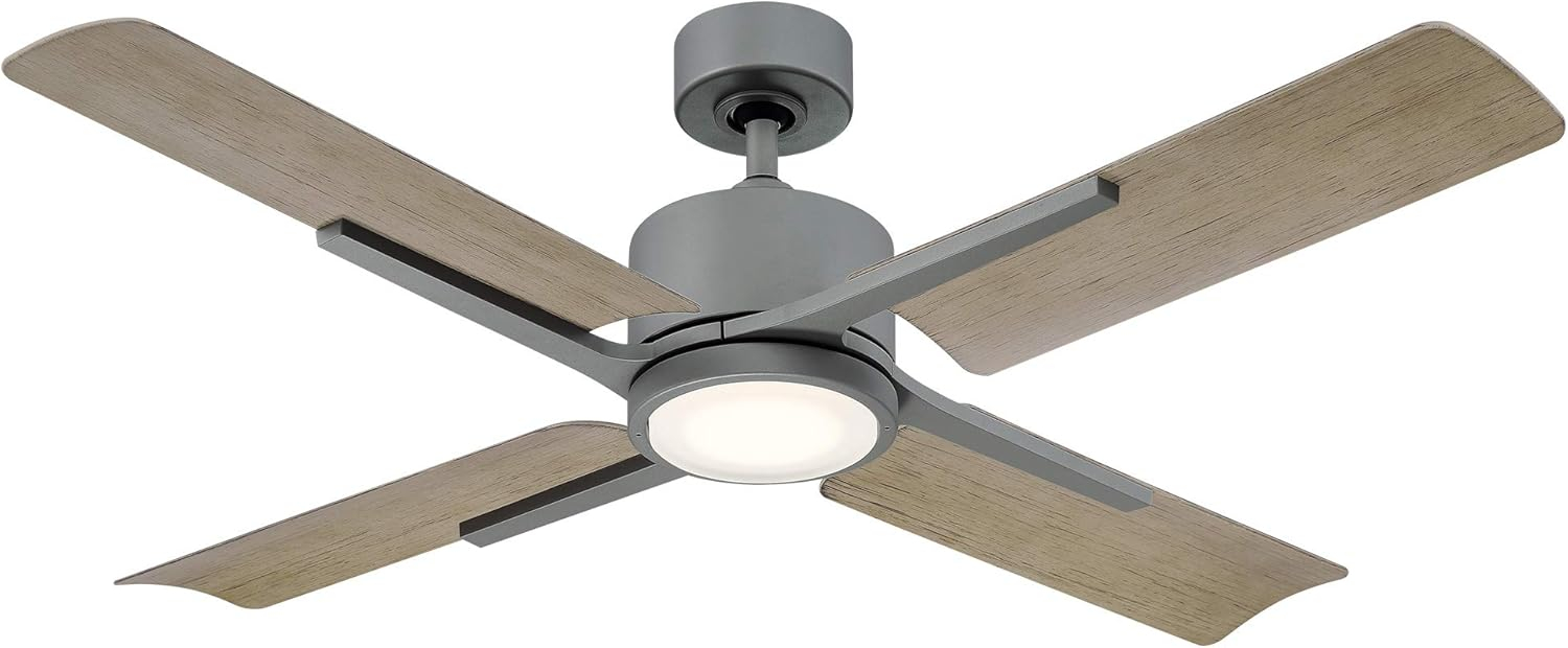 Cervantes Indoor and Outdoor 4-Blade Smart Ceiling Fan 56in Graphite Weathered Gray with 3000K LED Light Kit and Remote Control